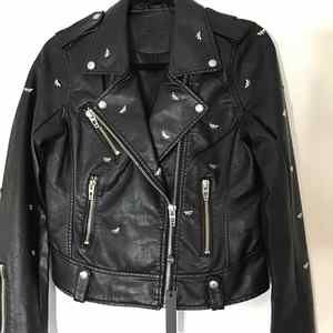 BlankNYC Women Size 6 Black Faux Leather Dragonfly Bikercore Motorcycle Jacket